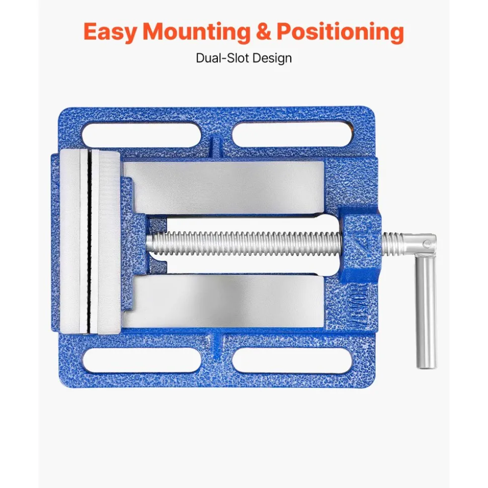 VEVOR Drill Press Vise, 6 Inch Jaw Width, Portable Bench Vise, Slotted Base for Easy Installation, Durable Cast Iron Construction, Workbench Vice, for Woodworking, Metalworking, Drilling, and Cutting