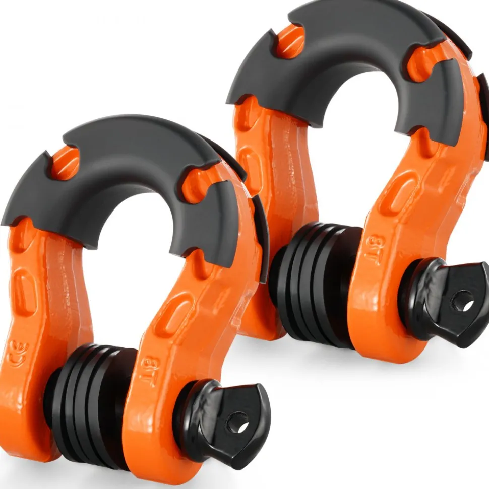 VEVOR 3/4" D-Ring Shackle, 2 Pack Alloy Steel Shackles 66139 lbs (30 Ton) Break Strength with 7/8" Screw Pin, Isolators & Washers, Heavy Duty Off Road Vehicle Recovery Shackle for Jeep Truck, Orange