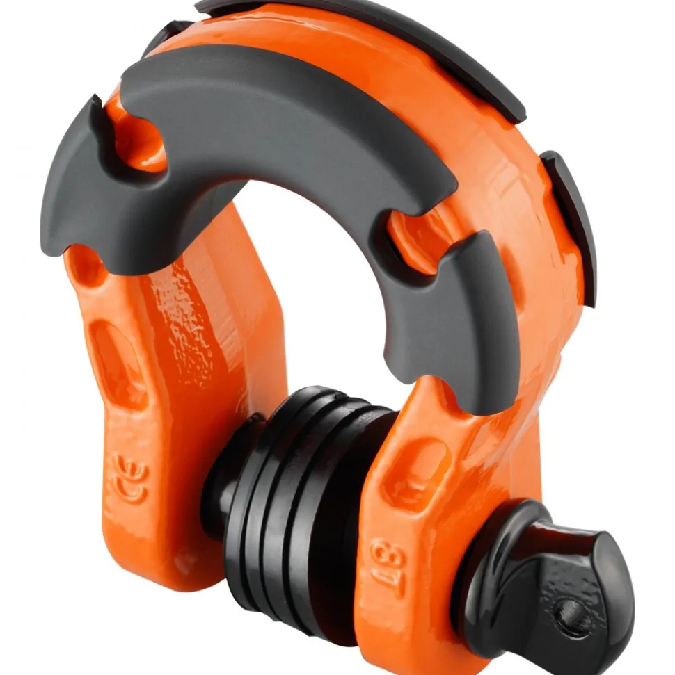 VEVOR 3/4" D-Ring Shackle, 2 Pack Alloy Steel Shackles 66139 lbs (30 Ton) Break Strength with 7/8" Screw Pin, Isolators & Washers, Heavy Duty Off Road Vehicle Recovery Shackle for Jeep Truck, Orange