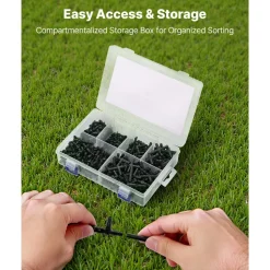 VEVOR  Drip Irrigation Fittings Kit for 1/4" Tubing, 300 Pcs Drip Irrigation System Parts, Tees, Straight Barb, 4 Way Coupling, Elbows, End Plug, Single Barbs, Barbed Connectors for Yard Garden Lawn