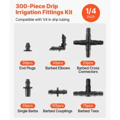 VEVOR Drip Irrigation Fittings Kit for 1/4