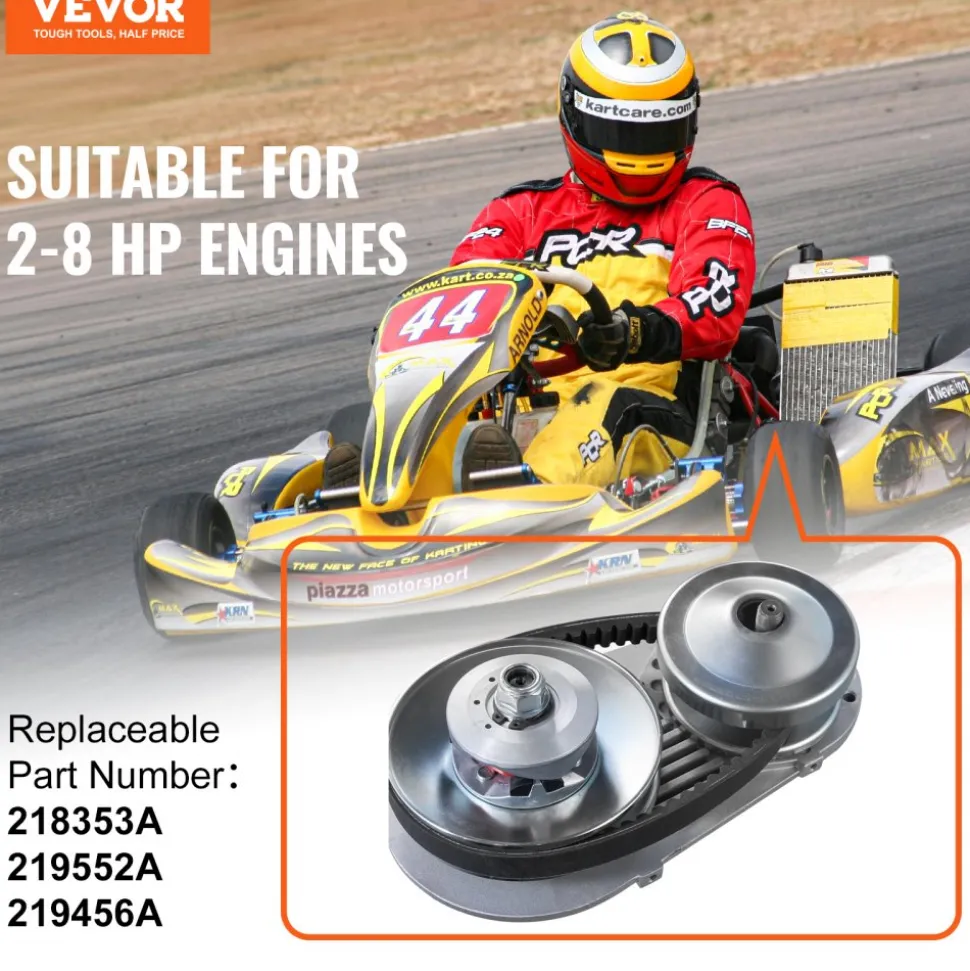 VEVOR Drive Clutch, 2-8HP Engine, 2000 RPM High-Strength Drive Clutch with Asymmetric Designed Wheels & Robust Rubber Belt, Sturdy & Durable Clutch with Full Accessories, Fit for Various Engines