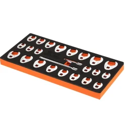 VEVOR 3/8" Drive Crowfoot Wrench Set with 2 Extension Bars, 24-Piece Crows Foot Wrench Set, SAE  3/8"-1" and Metric 10-22 mm, CR-MO Steel Crowfoot Wrench Set, with EVA Tool Organizer