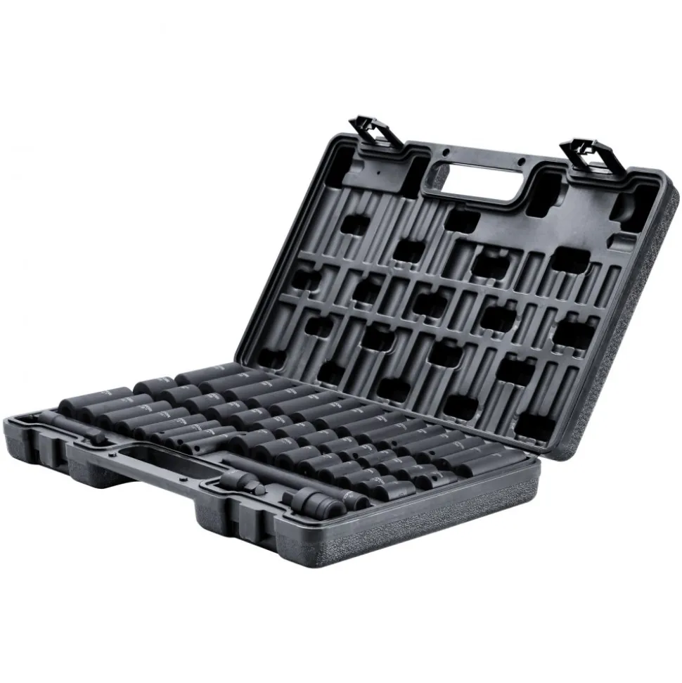 VEVOR 1/2" Drive Deep Impact Socket Set, 34pcs Socket Set Metric (8-36mm) 6 Point Cr-MO Alloy Steel for Auto Repair, Rugged Construction, Includes Heavy Duty Storage Case