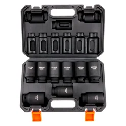 VEVOR 1/2" Drive Impact Socket Set, 9 Piece Deep Socket Set Metric 29-38mm, 6 Point Cr-Mo Alloy Steel for Auto Repair, Easy-to-Read Size Markings, Rugged Construction, Includes Storage Case