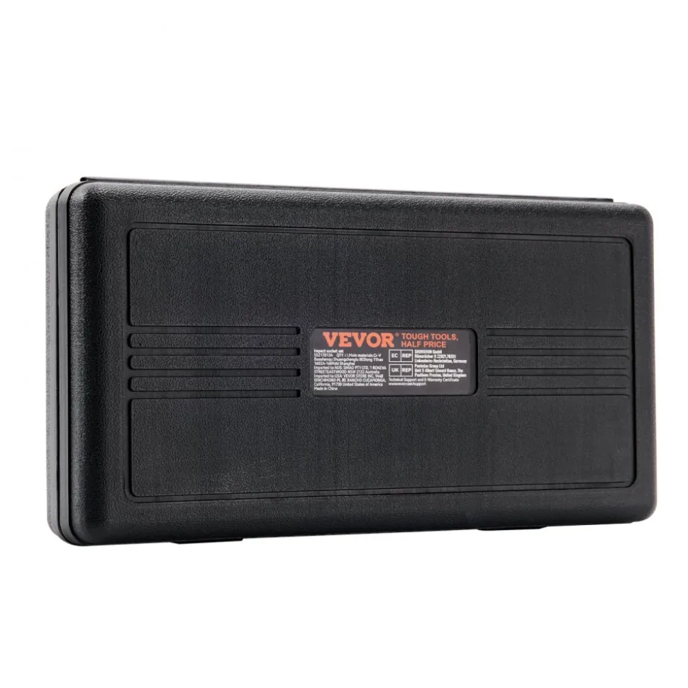 VEVOR 1/2" Drive Impact Socket Set, 13 Piece Deep Socket Set Metric 10-24mm, 6 Point CR-V Alloy Steel for Auto Repair, Easy-to-Read Size Markings, Rugged Construction, Includes Storage Case
