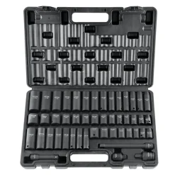 VEVOR 3/8" Drive Impact Socket Set, 48 Piece Socket Set SAE （5/16" -3/4"） & Metric （8-22mm）6 Point Cr-V Drive Extension Bar Universal Joint & Power Drill Adapter Includes Storage Case