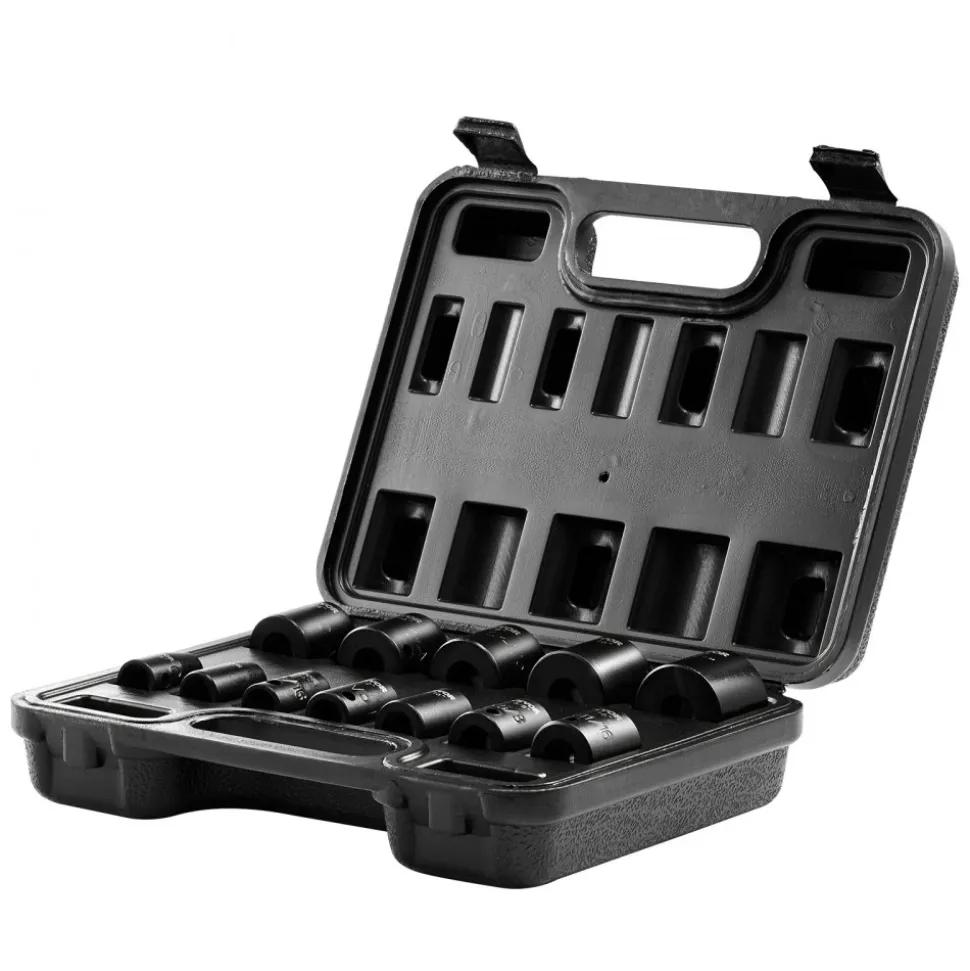 VEVOR 3/8" Drive Impact Socket Set, 12 Piece Shallow Socket Set SAE 5/16"-1", 6 Point Cr-Mo Alloy Steel for Auto Repair, Easy-to-Read Size Markings, Rugged Construction, Includes Storage Case