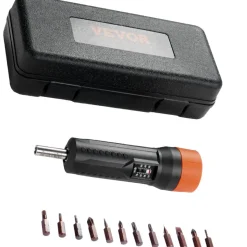 VEVOR 1/4" Drive Torque Screwdriver Wrench Set | 10-70 in-lbs Torque Adjustment Range | 1 in-lb Increment Torque Screwdriver | Driver Bits Set with View Window, 12 Bits & Case, Magnetic Function
