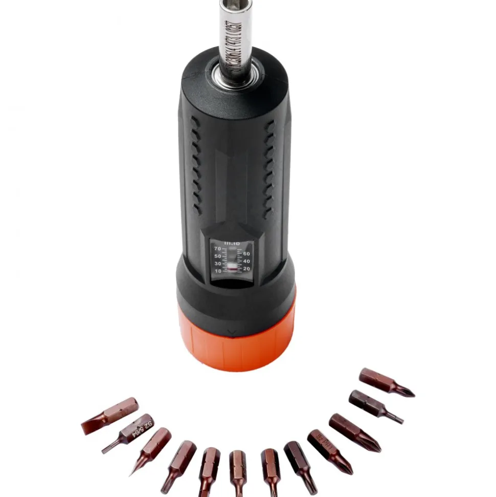 VEVOR 1/4" Drive Torque Screwdriver Wrench Set | 10-70 in-lbs Torque Adjustment Range | 1 in-lb Increment Torque Screwdriver | Driver Bits Set with View Window, 12 Bits & Case, Magnetic Function