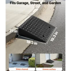 VEVOR Driveway Curb Ramp, 7000 lbs Load Capacity, 7 Inches Rise Height Heavy Duty Curbside Bridge Ramp with Drainage Tank for Wheelchairs, Strollers, Motorcycles, Cars, Lawn Mowers & Trailers, 2 Pack