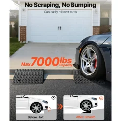 VEVOR Driveway Curb Ramp, 7000 lbs Load Capacity, 7 Inches Rise Height Heavy Duty Curbside Bridge Ramp with Drainage Tank for Wheelchairs, Strollers, Motorcycles, Cars, Lawn Mowers & Trailers, 2 Pack
