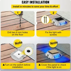 VEVOR Driveway Lights 24-Pack, Solar Driveway Lights with Switch Button, Solar Deck Lights Waterproof, Wireless Dock Lights 6 LEDs for Path Warning Garden Walkway Sidewalk Steps, LED Bright Blue