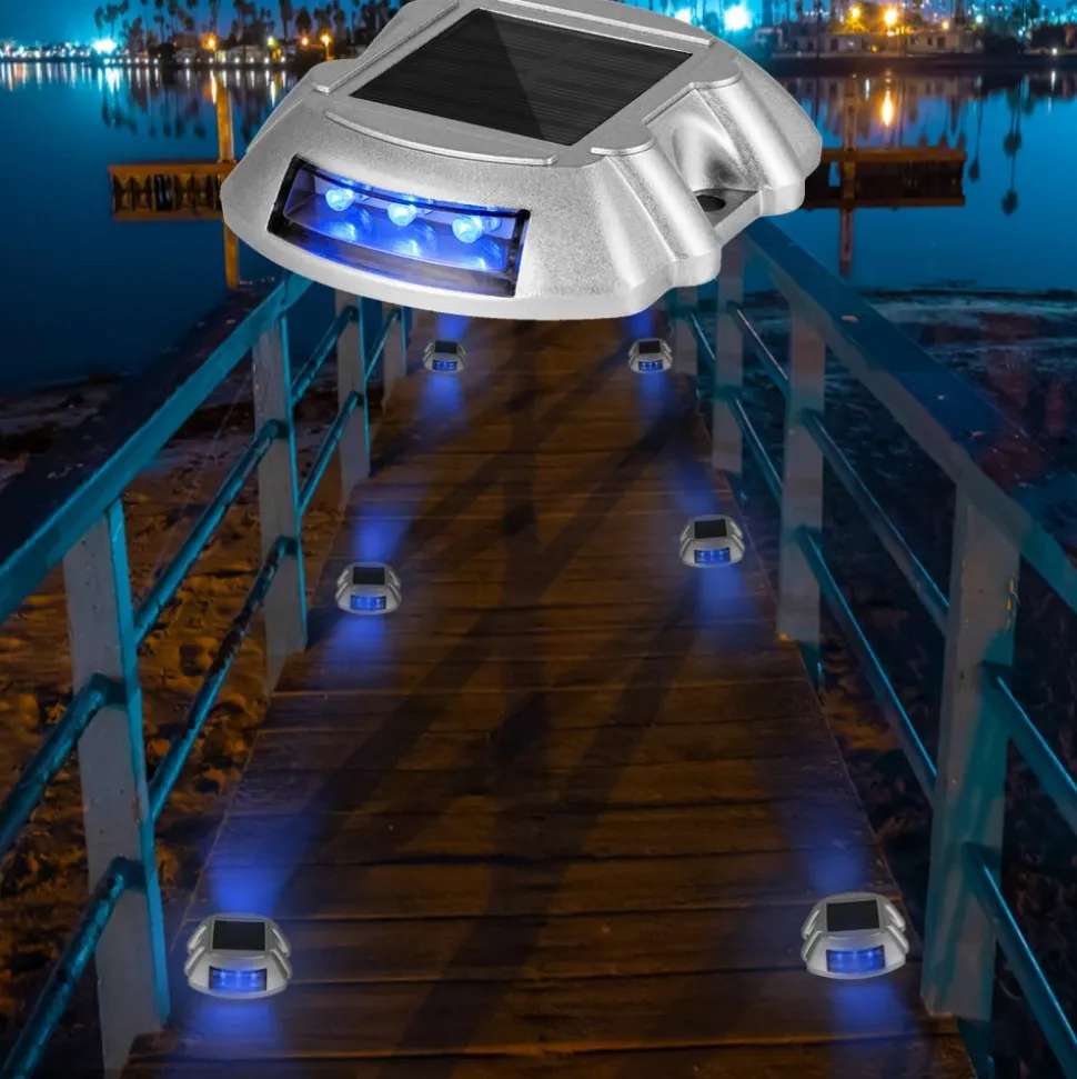 VEVOR Driveway Lights 24-Pack, Solar Driveway Lights with Switch Button, Solar Deck Lights Waterproof, Wireless Dock Lights 6 LEDs for Path Warning Garden Walkway Sidewalk Steps, LED Bright Blue
