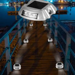 VEVOR Driveway Lights 24-Pack Solar Driveway Lights Bright White with Screw Solar Deck Lights Outdoor Waterproof Wireless Dock Lights 6 LEDs for Path Warning Garden Walkway Sidewalk Steps