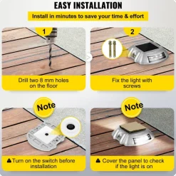 VEVOR Driveway Lights 24-Pack Solar Driveway Lights Bright White with Screw Solar Deck Lights Outdoor Waterproof Wireless Dock Lights 6 LEDs for Path Warning Garden Walkway Sidewalk Steps