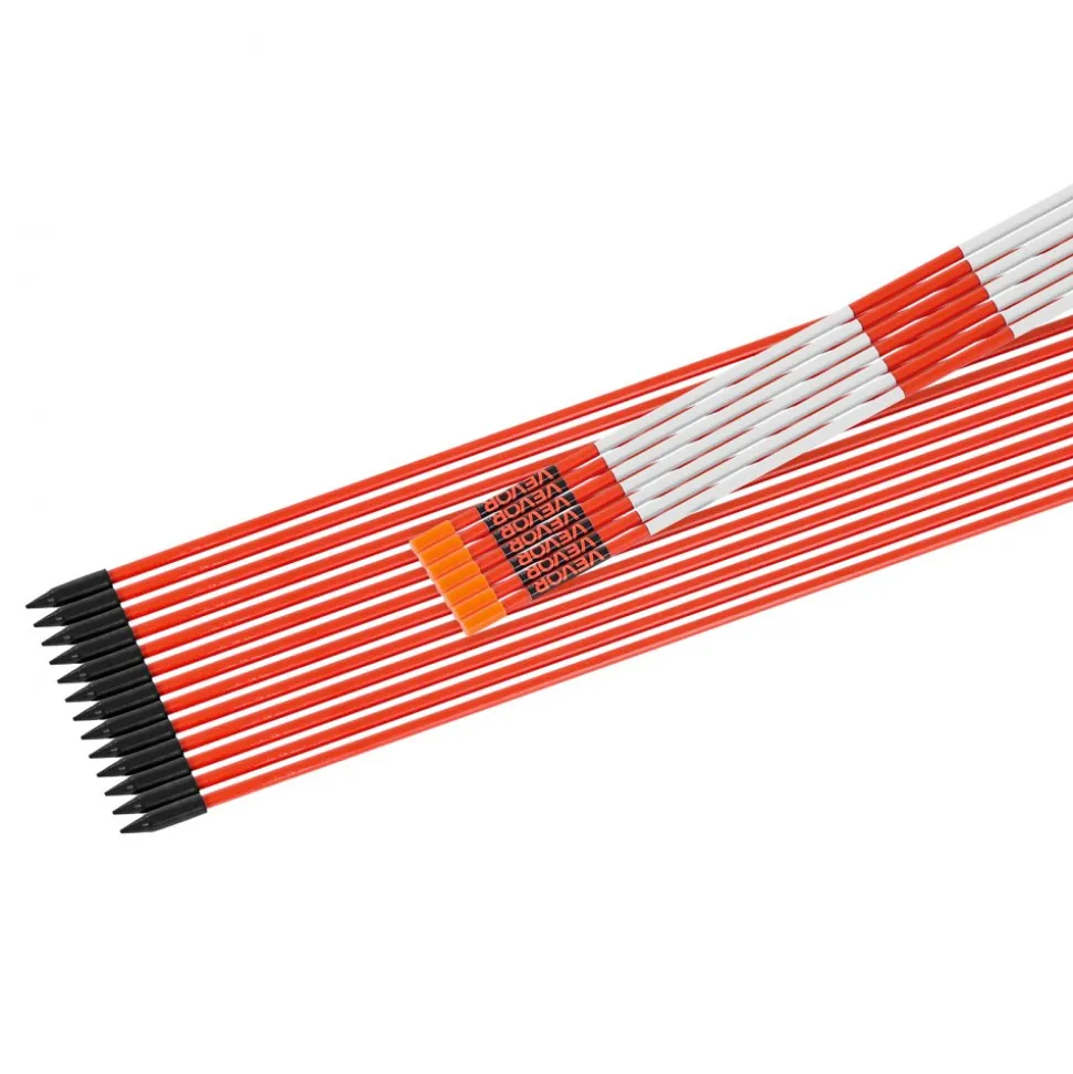 VEVOR Driveway Markers, 200Pcs 48 in Long 1/4 in Dia, Hi-Visibility Driveway Reflectors with 12 in Steel Drill Bits, Reflective Snow Sticks Fiberglass Pole for Parking Lots, Walkways, Snow Plowing