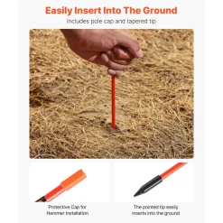 VEVOR Driveway Markers, 200Pcs 48 in Long 1/4 in Dia, Hi-Visibility Driveway Reflectors with 12 in Steel Drill Bits, Reflective Snow Sticks Fiberglass Pole for Parking Lots, Walkways, Snow Plowing
