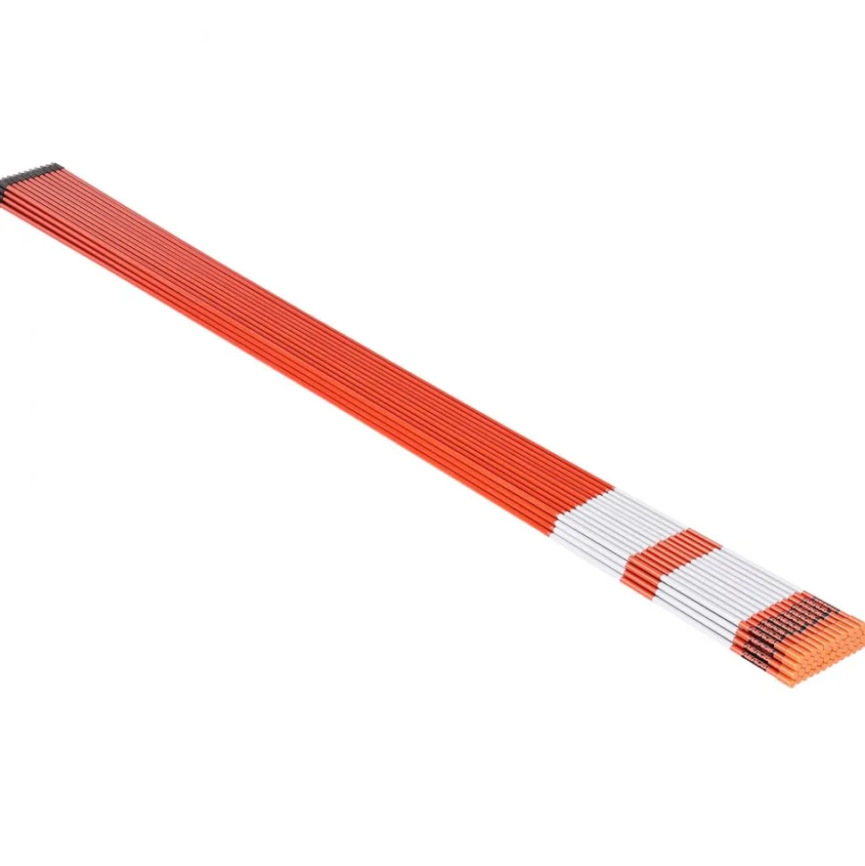 VEVOR Driveway Markers, 100 PCS 48 inch, 0.31 inch Diameter, Orange Fiberglass Poles Snow Stakes with Reflective Tape, 12" Steel Drill Bit & Protection Gloves for Parking Lots, Walkways Easy Visibility