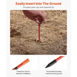 VEVOR Driveway Markers, 100 PCS 48 inch, 0.31 inch Diameter, Orange Fiberglass Poles Snow Stakes with Reflective Tape, 12
