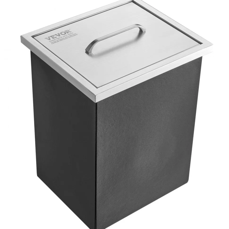 VEVOR Drop in Ice Chest, 14"L x 12"W x 18"H Stainless Steel Ice Cooler, Commercial Ice Bin with Cover, 40 qt Outdoor Kitchen Ice Bar, Drain-pipe and Drain Plug Included, for Cold Wine Beer