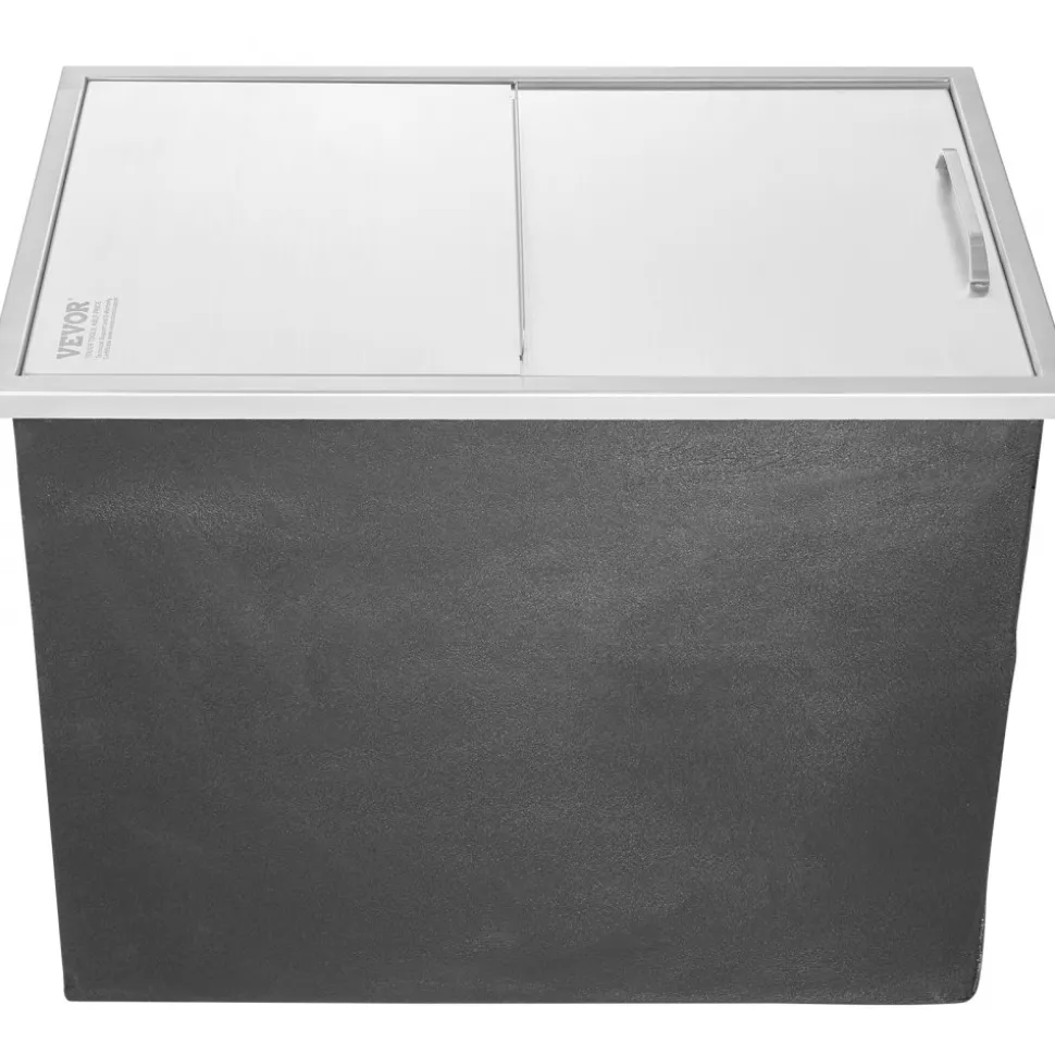 VEVOR Drop in Ice Chest, 27"L x 18"W x 21"H Stainless Steel Ice Cooler, Commercial Ice Bin with Sliding Cover, 40.9 qt Outdoor Kitchen Ice Bar, Drain-pipe and Drain Plug Included, for Cold Wine Beer