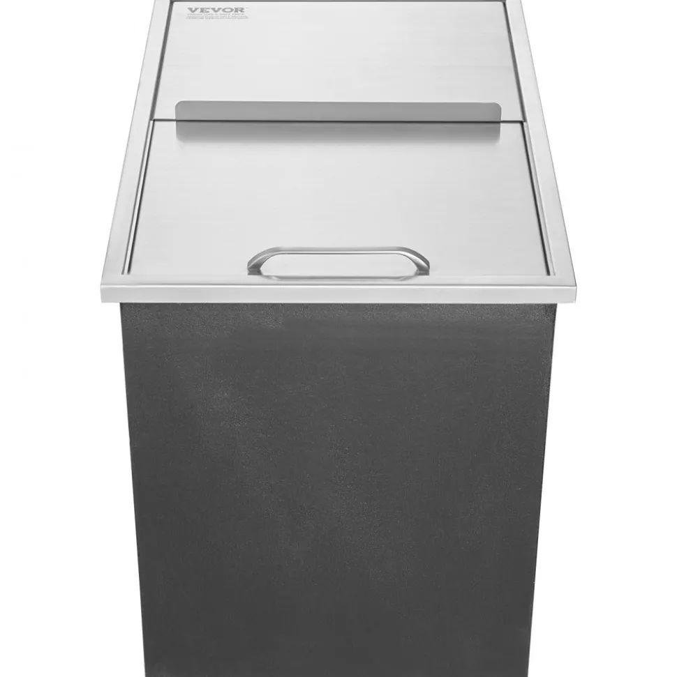 VEVOR Drop in Ice Chest, 27"L x 18"W x 21"H Stainless Steel Ice Cooler, Commercial Ice Bin with Sliding Cover, 40.9 qt Outdoor Kitchen Ice Bar, Drain-pipe and Drain Plug Included, for Cold Wine Beer