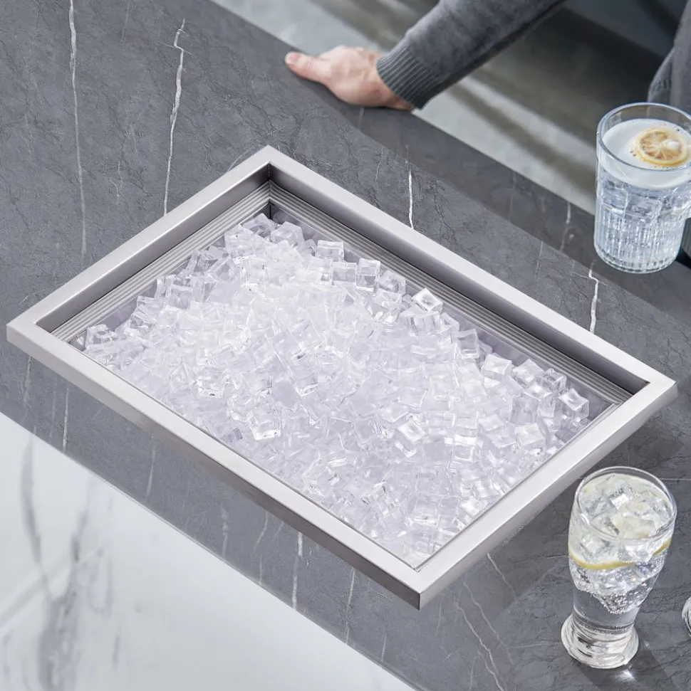 VEVOR Drop in Ice Chest, 20"L x 14"W x 12"H Stainless Steel Ice Cooler, Commercial Ice Bin with Cover, 40 qt Outdoor Kitchen Ice Bar, Drain-pipe and Drain Plug Included, for Cold Wine Beer