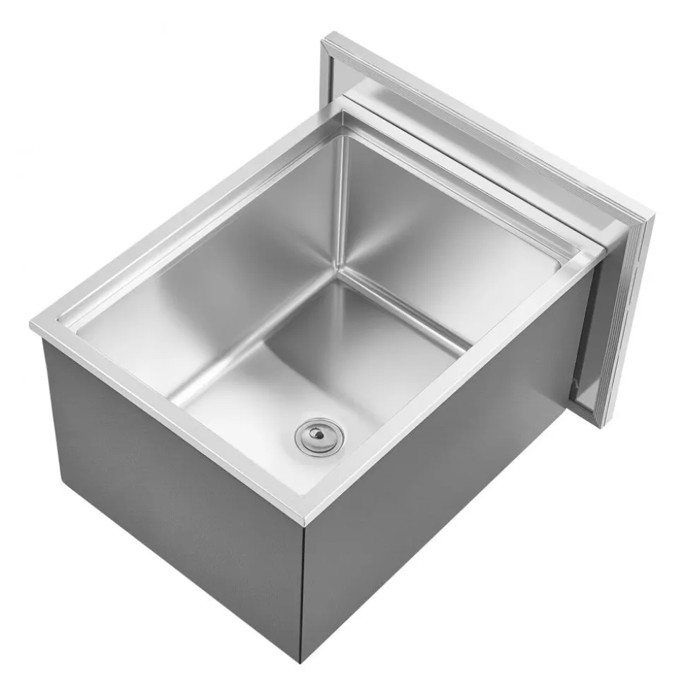 VEVOR Drop in Ice Chest, 22"L x 17"W x 12"H Stainless Steel Drop in Cooler, 45.3 Quart Commercial Ice Bin with Pot Lid for Outdoor Kitchen Patio Bar, Drain-pipe Set Included, for Cold Wine Beer