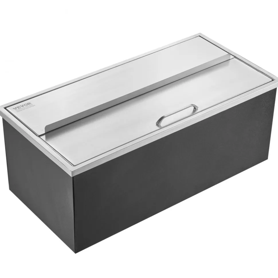 VEVOR Drop in Ice Chest, 36"L x 18"W x 14"H Stainless Steel Ice Cooler, Commercial Ice Bin with Sliding Cover, 40.9 qt Outdoor Kitchen Ice Bar, Drain-pipe and Drain Plug Included, for Cold Wine Beer