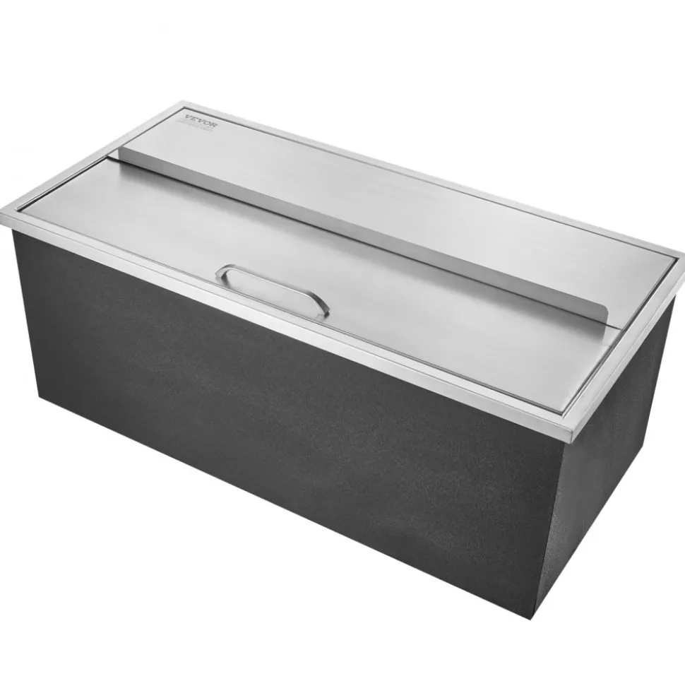 VEVOR Drop in Ice Chest, 36"L x 18"W x 14"H Stainless Steel Ice Cooler, Commercial Ice Bin with Sliding Cover, 40.9 qt Outdoor Kitchen Ice Bar, Drain-pipe and Drain Plug Included, for Cold Wine Beer
