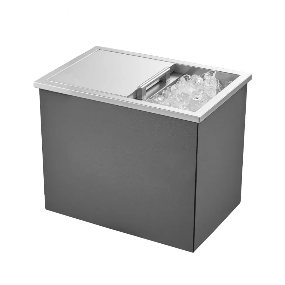 VEVOR Drop in Ice Chest, 18"L x 12"W x 15"H Stainless Steel Drop in Cooler, 28.6 Quart Commercial Ice Bin with Sliding Lid for Outdoor Kitchen Patio Bar, Drain-pipe Set Included, for Cold Wine Beer
