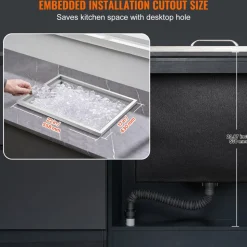 VEVOR Drop in Ice Chest, 22"L x 17"W x 12"H Stainless Steel Ice Cooler, Commercial Ice Bin with Cover, 40 qt Outdoor Kitchen Ice Bar, Drain-pipe and Drain Plug Included, for Cold Wine Beer