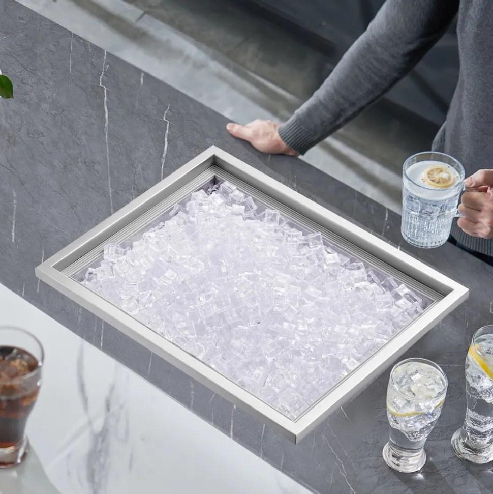 VEVOR Drop in Ice Chest, 22"L x 17"W x 12"H Stainless Steel Ice Cooler, Commercial Ice Bin with Cover, 40 qt Outdoor Kitchen Ice Bar, Drain-pipe and Drain Plug Included, for Cold Wine Beer