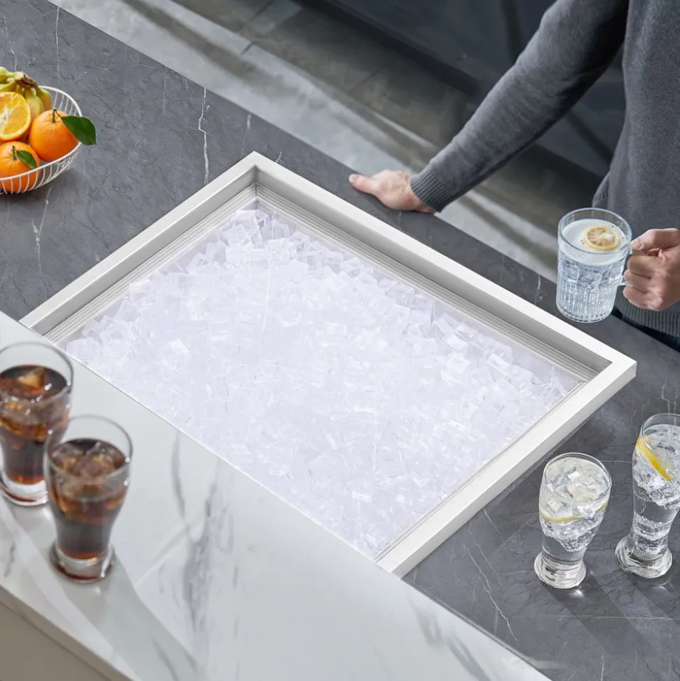 VEVOR Drop in Ice Chest, 21"L x 17"W x 18"H Stainless Steel Ice Cooler, Commercial Ice Bin with Cover, 40 qt Outdoor Kitchen Ice Bar, Drain-pipe and Drain Plug Included, for Cold Wine Beer
