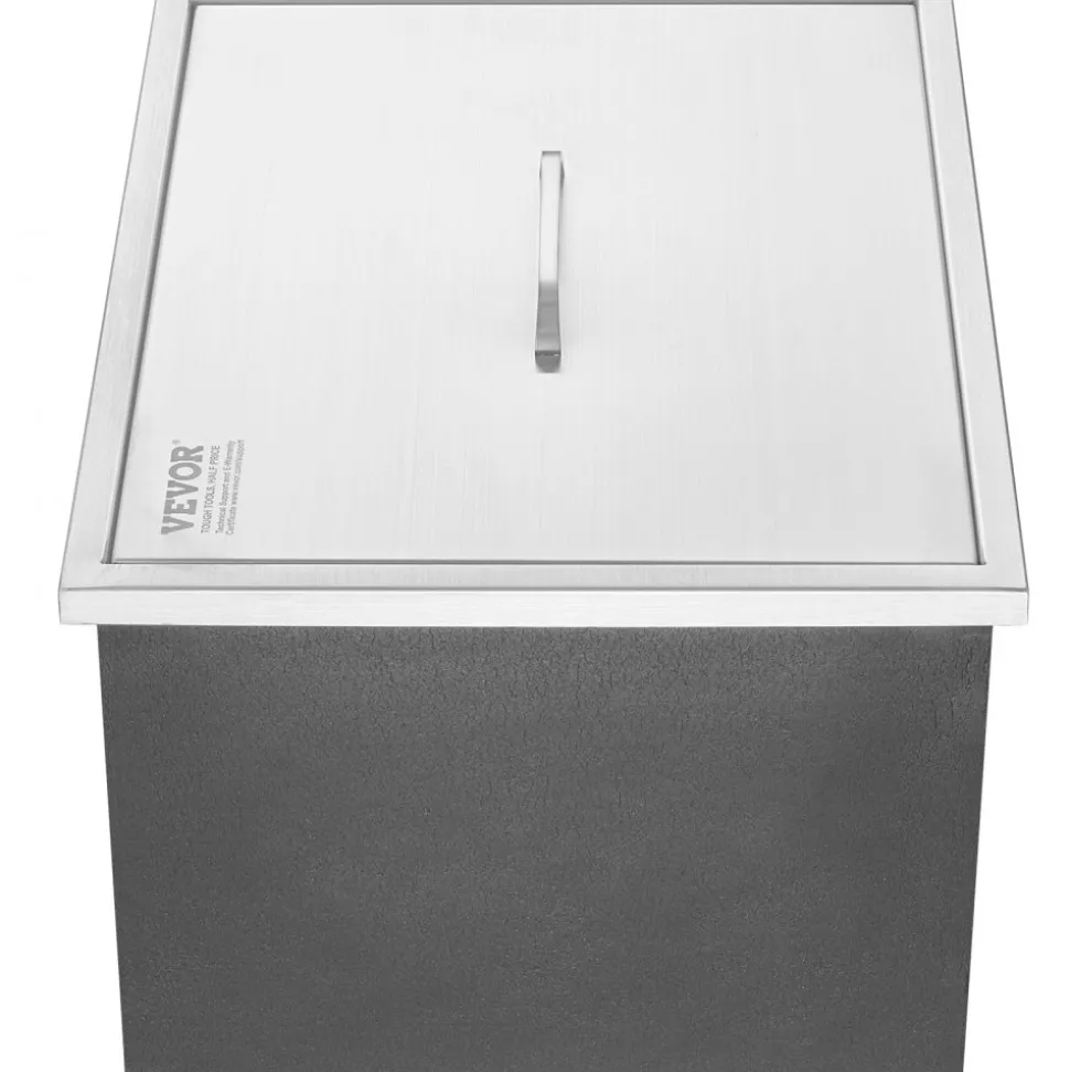 VEVOR Drop in Ice Chest, 21"L x 17"W x 18"H Stainless Steel Ice Cooler, Commercial Ice Bin with Cover, 40 qt Outdoor Kitchen Ice Bar, Drain-pipe and Drain Plug Included, for Cold Wine Beer