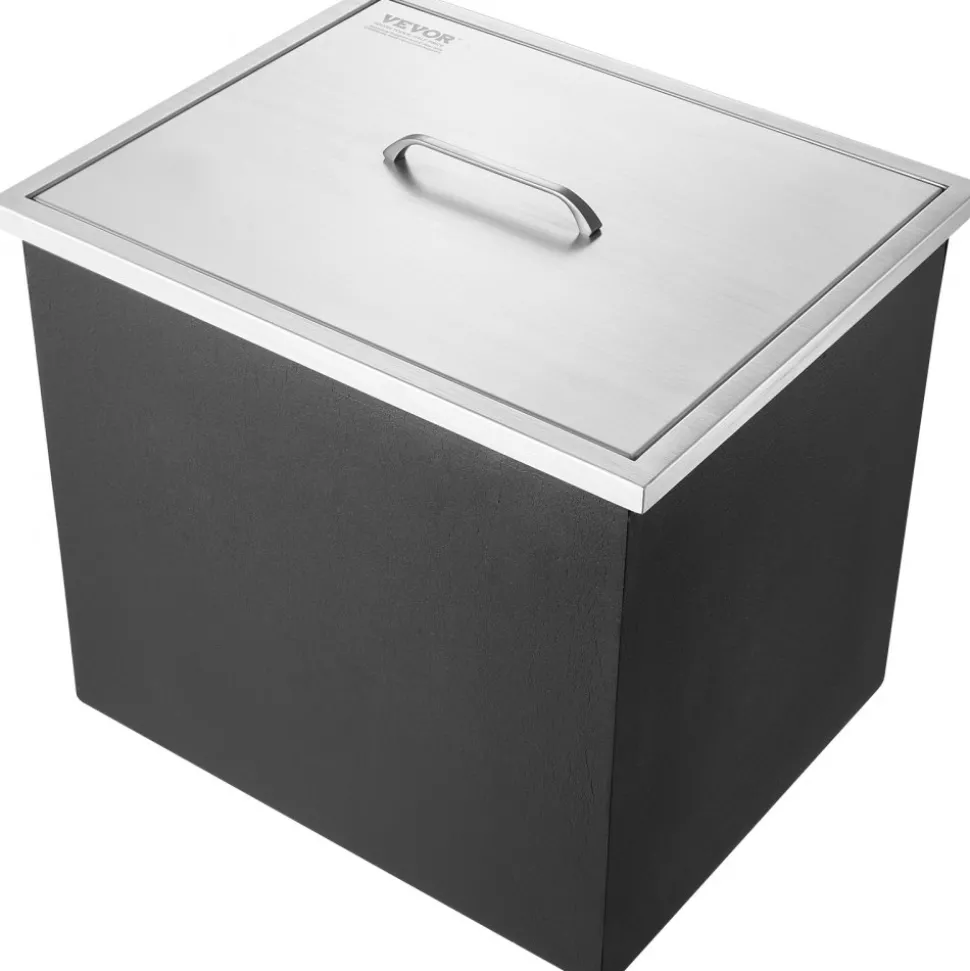 VEVOR Drop in Ice Chest, 21"L x 17"W x 18"H Stainless Steel Ice Cooler, Commercial Ice Bin with Cover, 40 qt Outdoor Kitchen Ice Bar, Drain-pipe and Drain Plug Included, for Cold Wine Beer