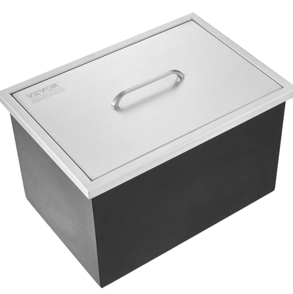 VEVOR Drop in Ice Chest, 21"L x 17"W x 18"H Stainless Steel Ice Cooler, Commercial Ice Bin with Cover, 40 qt Outdoor Kitchen Ice Bar, Drain-pipe and Drain Plug Included, for Cold Wine Beer