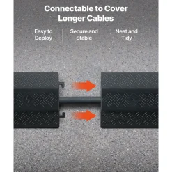 VEVOR Drop Over Cable Cover, 17,500 lbs/Axle Load Capacity, 2 Channel Heavy Duty Floor Cord Cover, Cable Hose Protector Ramp, for Indoor, High Walking Traffic Areas, Home, Office, Warehouse, 2 Pack