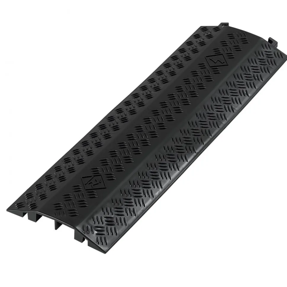 VEVOR Drop Over Cable Cover, 17,500 lbs/Axle Load Capacity, 2 Channel Heavy Duty Floor Cord Cover, Cable Hose Protector Ramp, for Indoor, High Walking Traffic Areas, Home, Office, Warehouse, 2 Pack