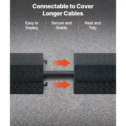 VEVOR Drop Over Cable Cover, 17,500 lbs/Axle Load Capacity, 2 Channel Heavy Duty Floor Cord Cover, Cable Hose Protector Ramp, for Indoor, High Walking Traffic Areas, Home, Office, Warehouse, 1 Pack