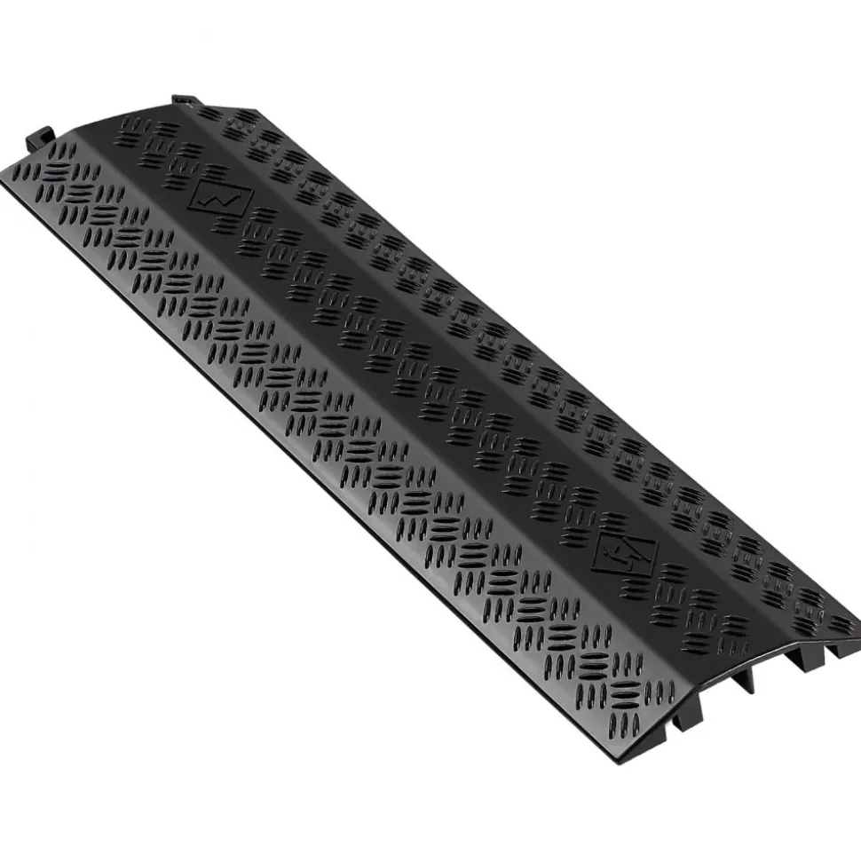 VEVOR Drop Over Cable Cover, 17,500 lbs/Axle Load Capacity, 2 Channel Heavy Duty Floor Cord Cover, Cable Hose Protector Ramp, for Indoor, High Walking Traffic Areas, Home, Office, Warehouse, 1 Pack