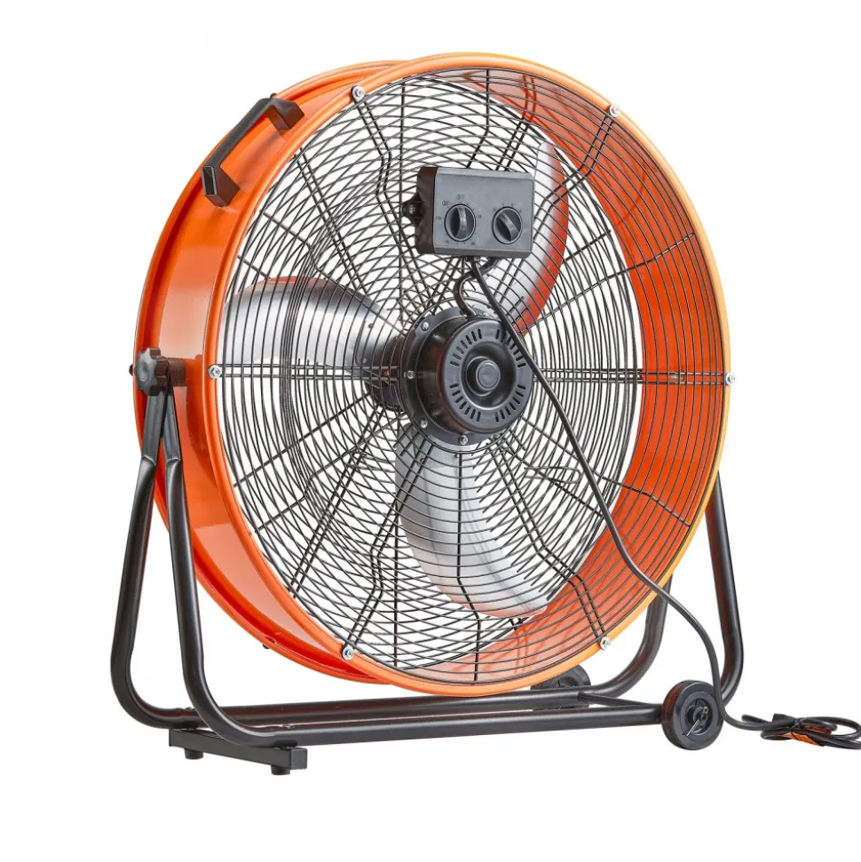 VEVOR Drum Fan, 24 Inch High Velocity Industrial Shop Fan, Heavy Duty Commercial Use 3-Speed 8600CFM, 360°Adjustable Tilting,0-2h Timer Industrial Floor Fan for Warehouse,Workshop,Factory, Basement