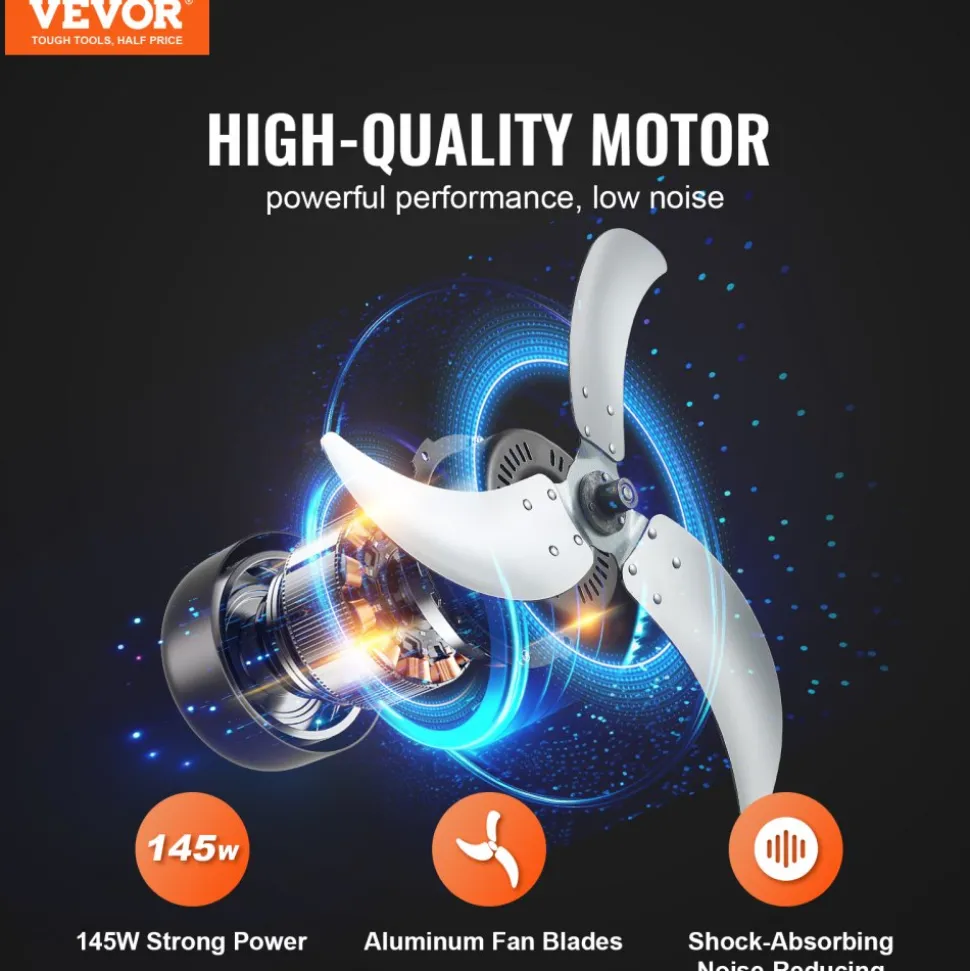 VEVOR Drum Fan, 24 Inch High Velocity Industrial Shop Fan, Heavy Duty Commercial Use 3-Speed 8600CFM, 360°Adjustable Tilting,0-2h Timer Industrial Floor Fan for Warehouse,Workshop,Factory, Basement