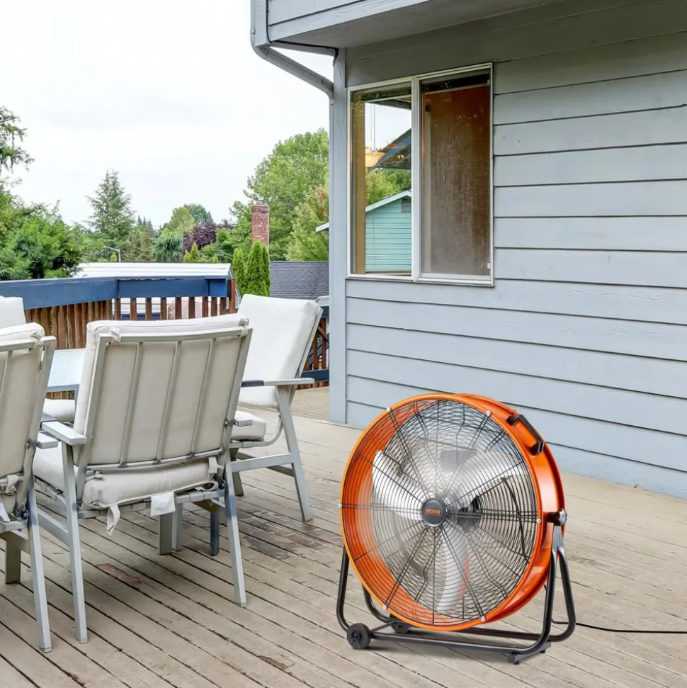 VEVOR Drum Fan, 24 Inch High Velocity Industrial Shop Fan, Heavy Duty Commercial Use 3-Speed 8600CFM, 360°Adjustable Tilting Industrial Floor Fan for Warehouse,Workshop,Factory, Basement