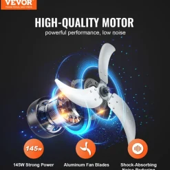 VEVOR Drum Fan, 24 Inch High Velocity Industrial Shop Fan, Heavy Duty Commercial Use 3-Speed 8600CFM, 360°Adjustable Tilting Industrial Floor Fan for Warehouse,Workshop,Factory, Basement