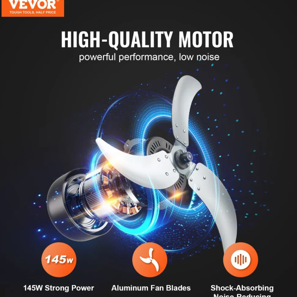 VEVOR Drum Fan, 24 Inch High Velocity Industrial Shop Fan, Heavy Duty Commercial Use 3-Speed 8600CFM, 360°Adjustable Tilting Industrial Floor Fan for Warehouse,Workshop,Factory, Basement