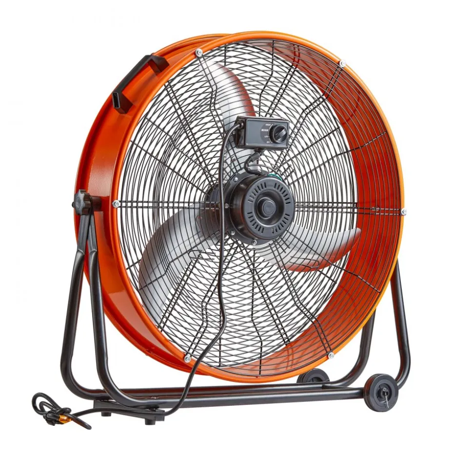 VEVOR Drum Fan, 24 Inch High Velocity Industrial Shop Fan, Heavy Duty Commercial Use 3-Speed 8600CFM, 360°Adjustable Tilting Industrial Floor Fan for Warehouse,Workshop,Factory, Basement