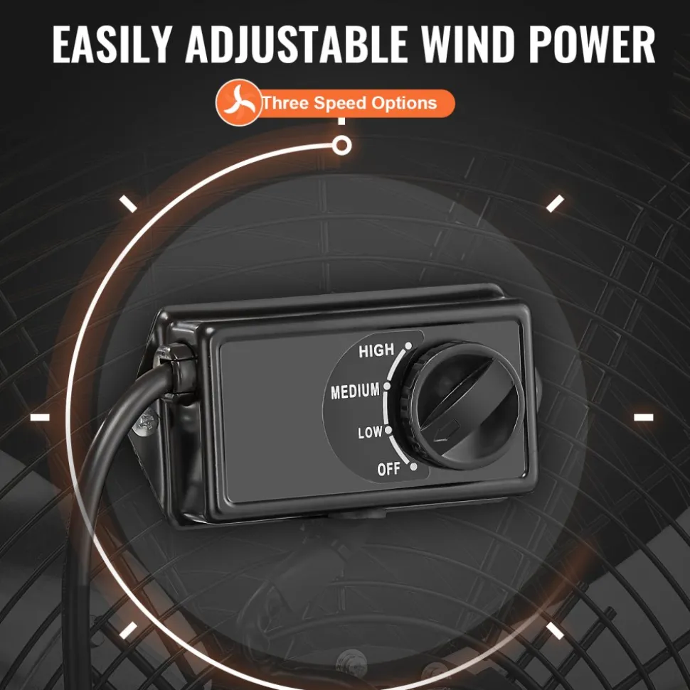 VEVOR Drum Fan, 24 Inch High Velocity Industrial Shop Fan, Heavy Duty Commercial Use 3-Speed 8600CFM, 360°Adjustable Tilting Industrial Floor Fan for Warehouse,Workshop,Factory, Basement
