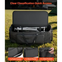 VEVOR Drum Hardware Bag with Wheels, 1680D, Drum Set Equipment Carry Bag, Carrying Case with Sturdy Handle, Durable Zipper, Smooth PVC Wheels, Multiple Pockets, for Hardware and Stand Accessory, Black